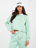 Pastelowy zielony dresowy komplet z krótką bluzą