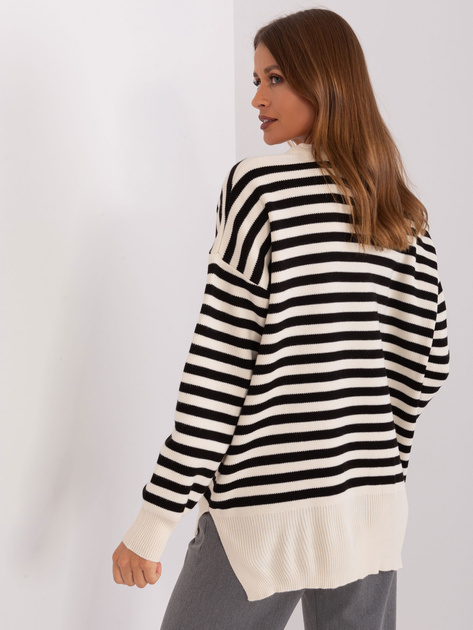 Hurt Kremowo-czarny sweter damski oversize z dzianiny