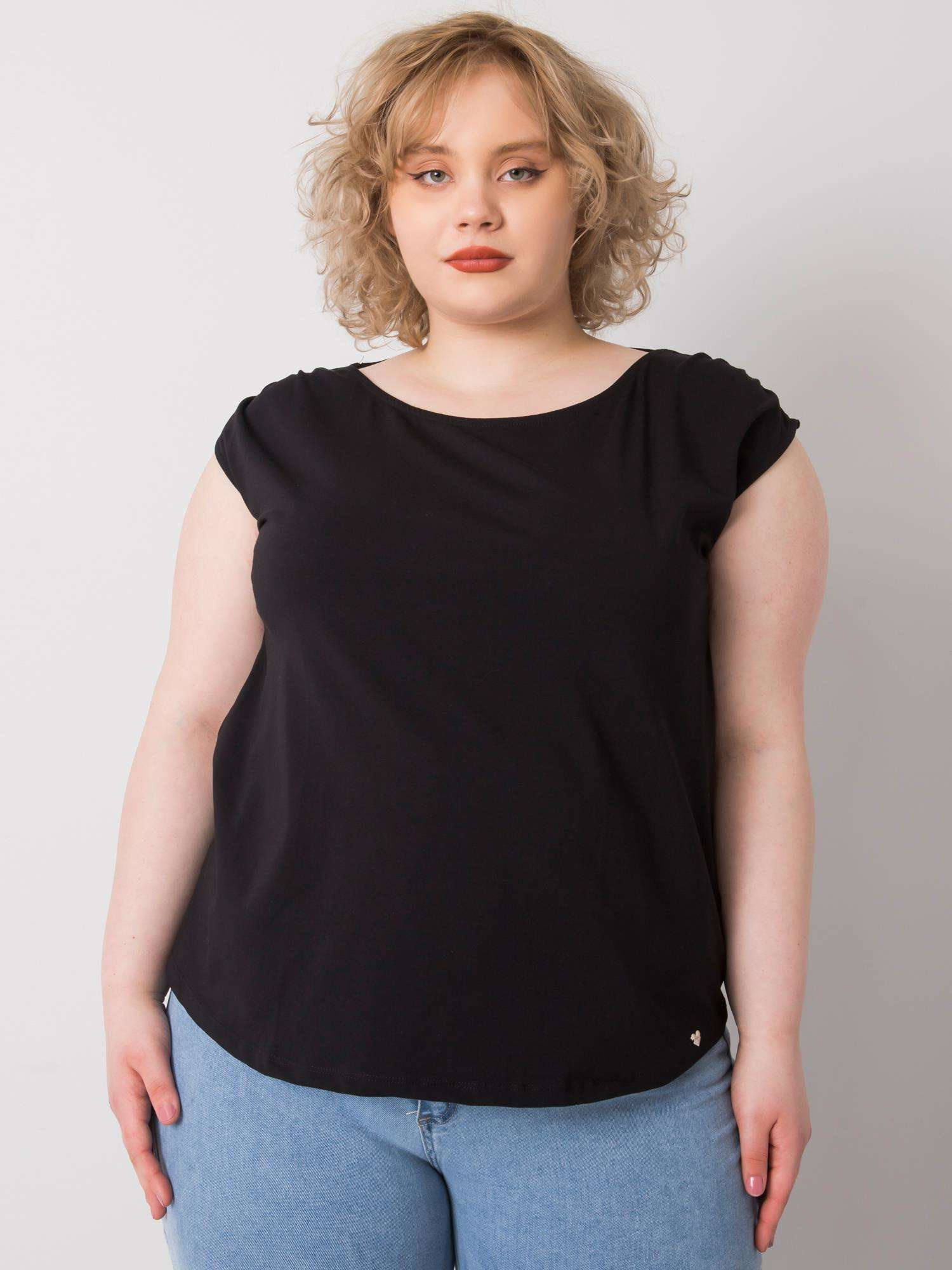 Czarna bluzka plus size z bawełny Penny