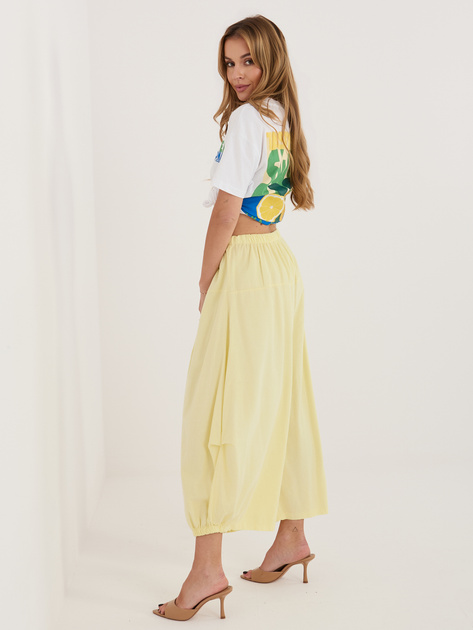 Jasnożółte damskie spodnie alladynki z sztruksu