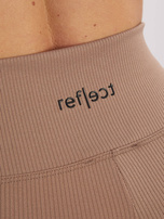 Ciemnobeżowe sportowe legginsy w prążek