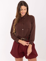Brązowa rozpinana koszula z kieszenią