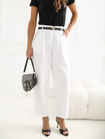 Białe sztruksowe spodnie z kieszeniami RUE PARIS