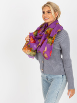 Hurt Fioletowa chusta bawełniana w kwiaty