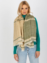 Hurtownia Beżowo-zielony damski szal we wzory