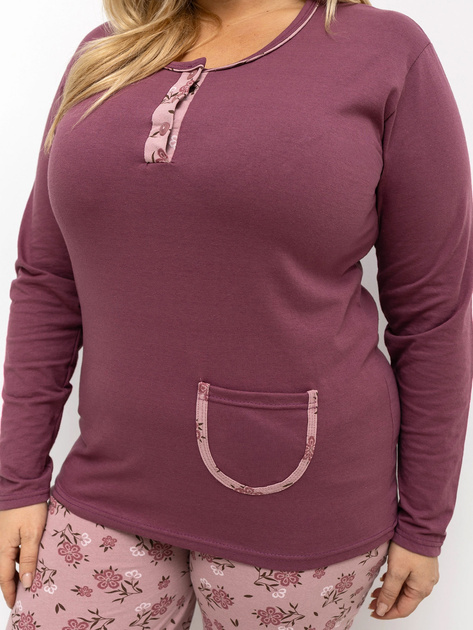 Brudnoróżowa piżama plus size z bluzką i spodniami