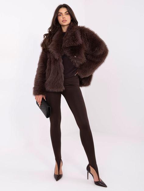 Czekoladowe gładkie legginsy z zakładką na palec