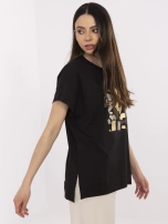 Czarna damska bluzka z wydłużonym tyłem