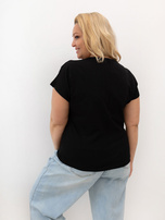 Czarny damski t-shirt plus size z bawełny