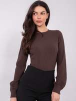 Czekoladowa bluzka z długim rękawem RUE PARIS 
