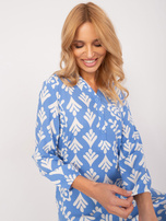 Hurt Niebieska asymetryczna sukienka z printem