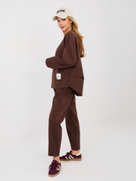 Czekoladowy dresowy komplet z naszywkami RUE PARIS 