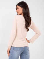 Beżowa prążkowana bluzka z koronką 