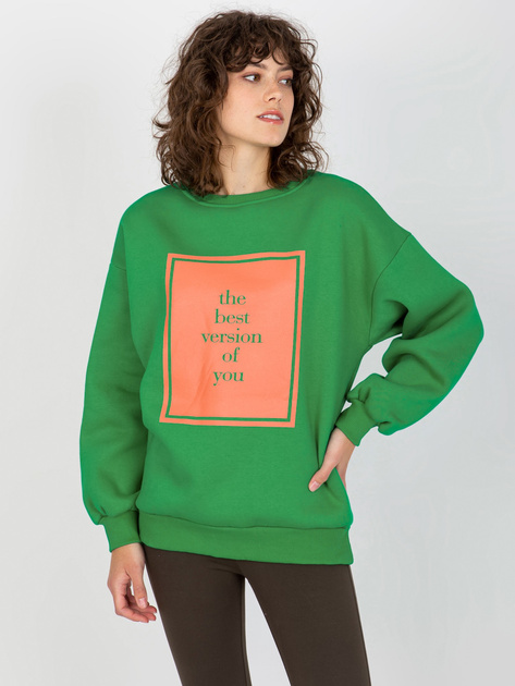 Hurtownia Zielona dresowa bluza oversize z nadrukiem