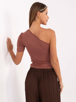 Brązowa dopasowana bluzka z wiskozy RUE PARIS