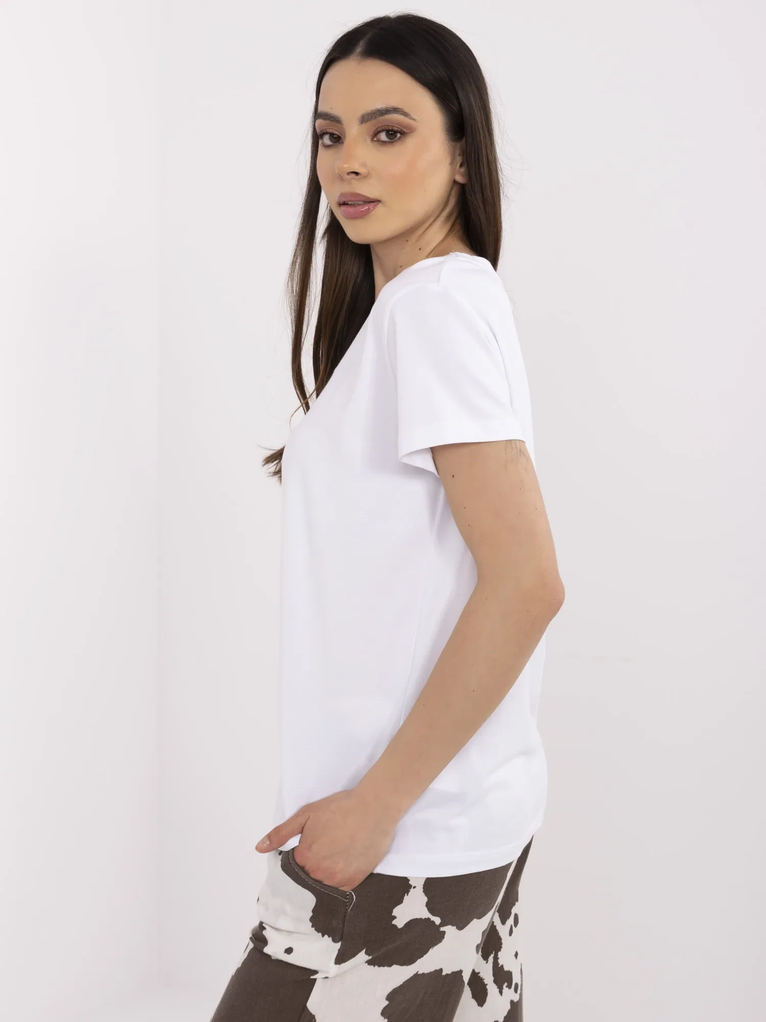 Biały damski t-shirt z bawełny BASIC FEEL GOOD