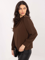 Brązowa elegancka bluzka z drapowaniem
