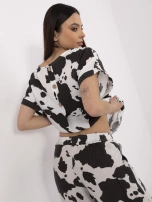 Czarno-biały komplet oversize z krowim nadrukiem