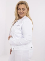 Biała jeansowa kurtka plus size z kołnierzykiem