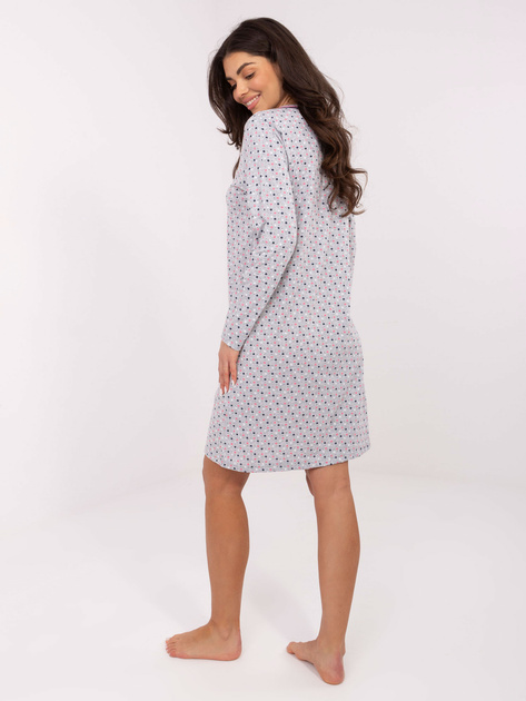 Szara luźna koszula nocna z kokardką