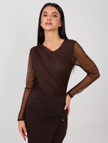 Czekoladowe siateczkowe body z podszewką 