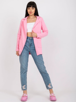 Jasnoróżowa dresowa marynarka z kieszeniami RUE PARIS 