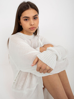 Hurt Biała sukienka dzianinowa oversize z dodatkiem wełny