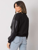Czarna bluza z wstawką z ekoskóry Ancora RUE PARIS