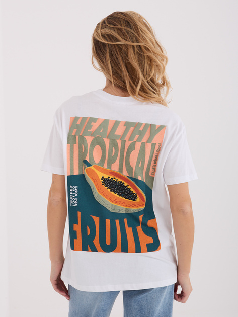 Biały bawełniany t-shirt z napisami SUBLEVEL