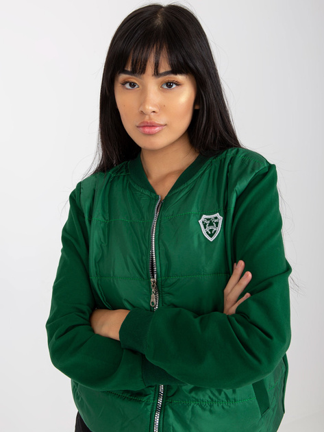 Hurt Ciemnozielona pikowana bluza bomberka z kieszeniami RUE PARIS