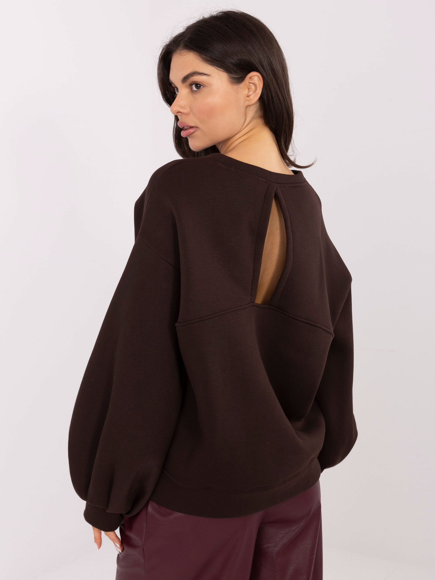 Ciemnobrązowa bluza oversize z napisem RUE PARIS 
