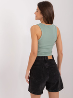 Hurtownia Pistacjowy prążkowany top bez rękawów