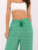 Hurt Zielone materiałowe spodnie palazzo we wzory SUBLEVEL