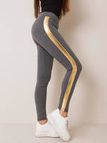 Ciemnoszaro-złote legginsy Rissa RUE PARIS