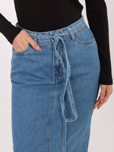 Niebieska jeansowa spódnica midi z rozcięciem SUBLEVEL