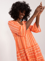 Hurt Pomarańczowa sukienka boho z printami SUBLEVEL