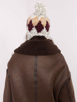 Hurt Biała damska czapka uszatka z pomponami