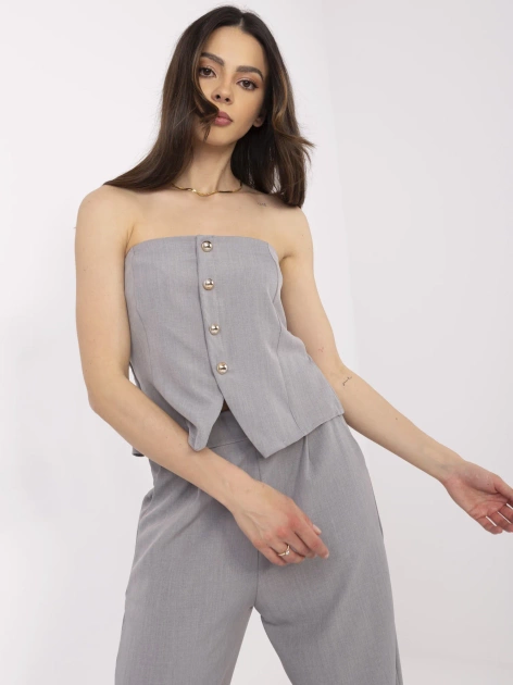 Szary damski garnitur z gorsetowym topem