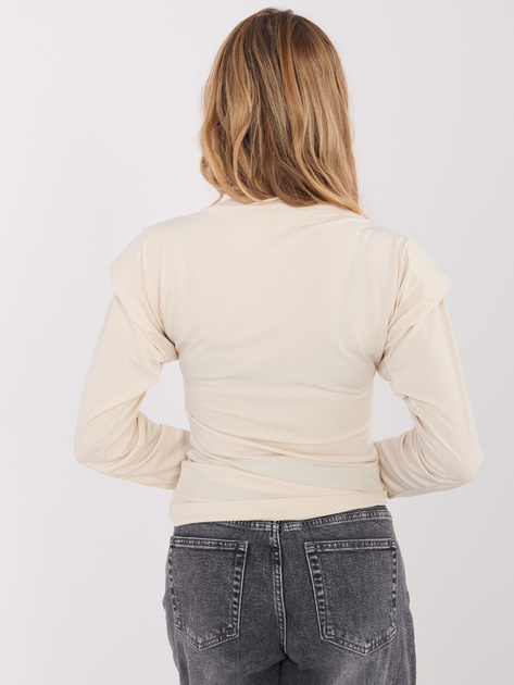 Beżowa elegancka bluzka z dekoltem w łódkę