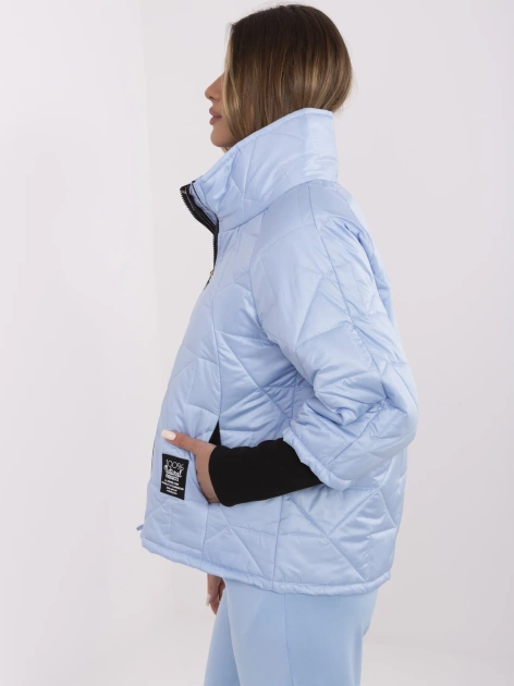 Hurt Jasnoniebieska pikowana kurtka damska bez kaptura