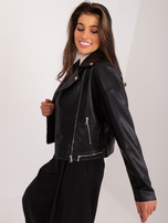 Hurt Black leather jacket with zipper closure.