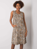 Schwarz-beige Kleid mit Taschen Phlie.