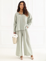 Khaki letnia bluzka z ozdobnym guzikiem