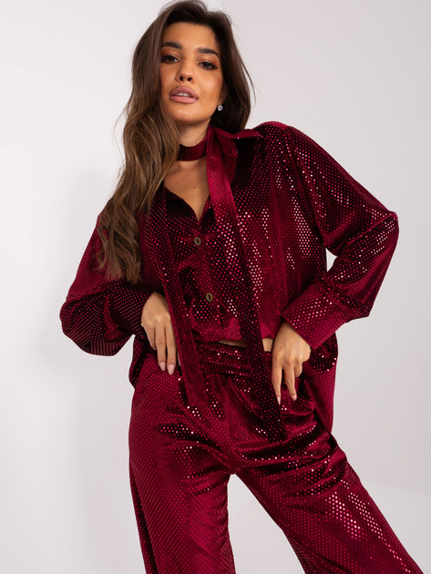 Hurtownia Bordowy elegancki komplet z paskiem