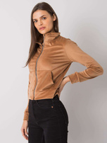 Camelowa welurowa bluza rozpinana Charley RUE PARIS