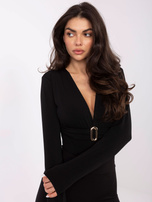 Czarne eleganckie body z ozdobnym detalem