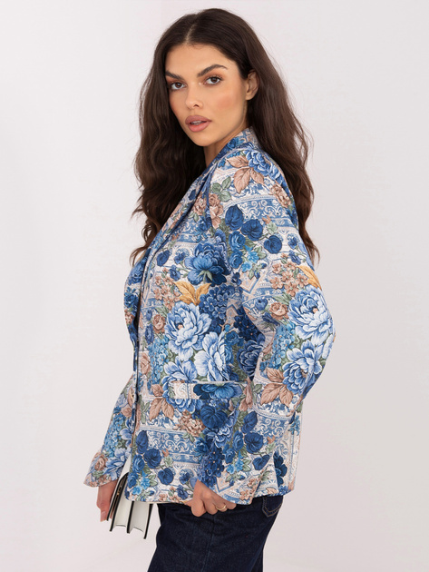 Ciemnoniebieska elegancka marynarka w kwiaty