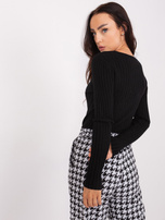 Hurtownia Czarny damski sweter z dzianiny