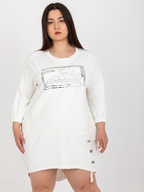 Hurtownia Ecru sukienka plus size z ozdobnymi guzikami