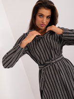 Hurt Ciemnoszara prosta sukienka z kołnierzem